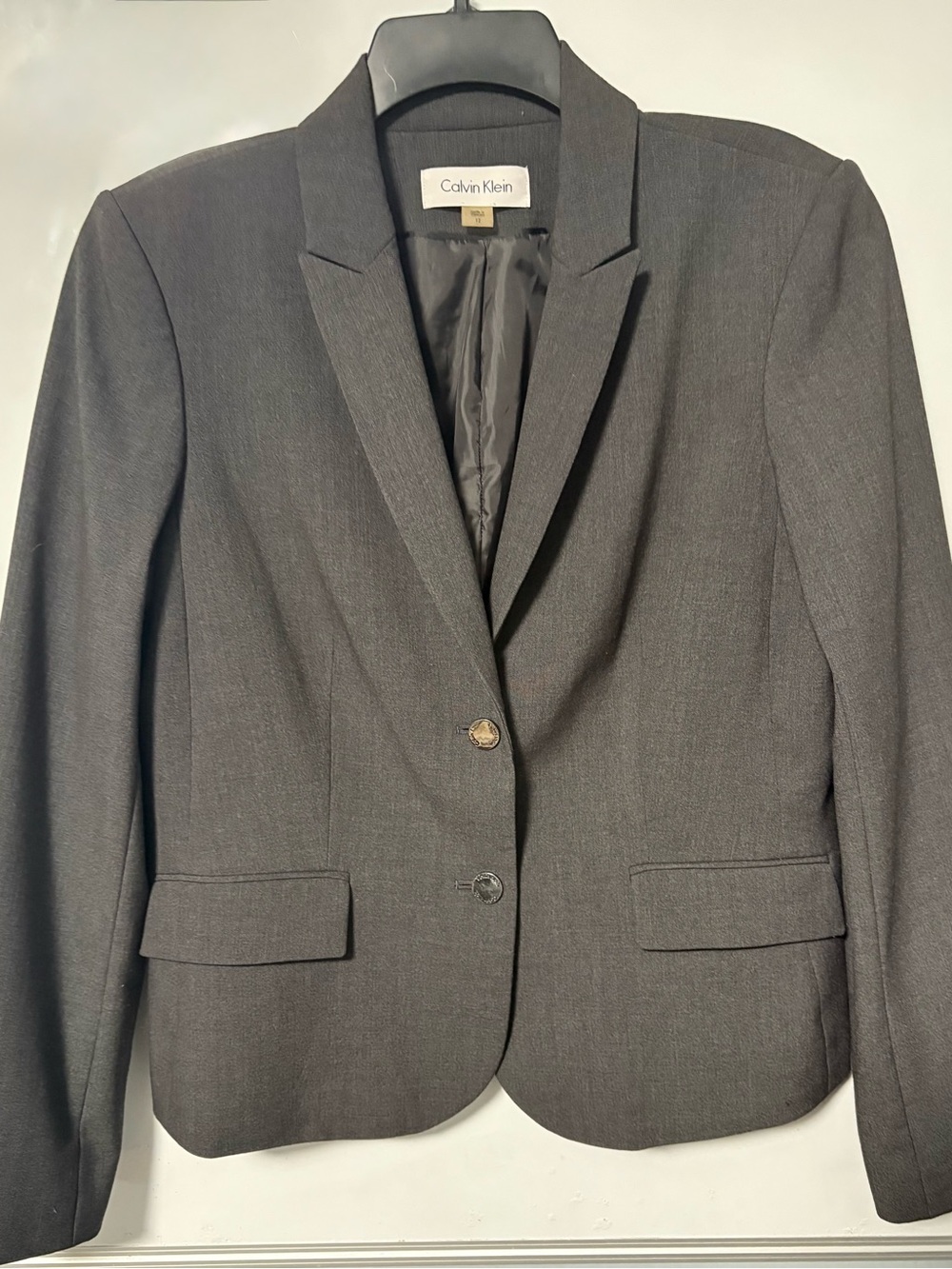 Calvin Klein Women's Charcoal Single-Breasted Blazer